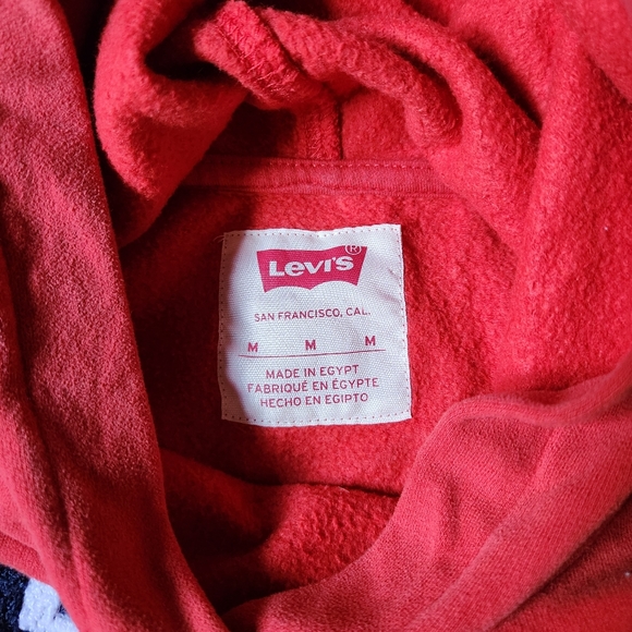 Levi’s Red Textured Raised Chenille Logo Youth Boys Sz M Pullover Hoodie Sweater - Picture 3 of 3